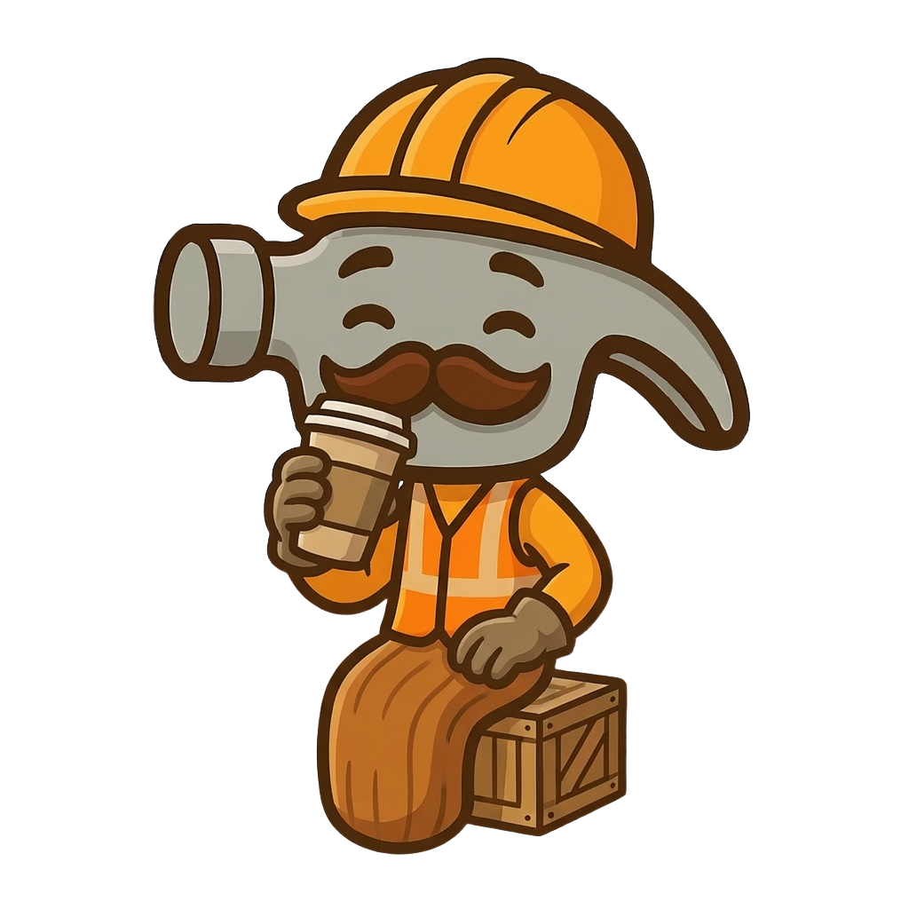 Humble Hank resting with a hammer